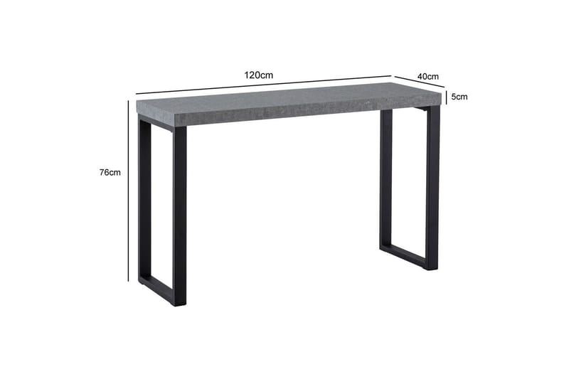 Konsollbord Wohnling 120 cm moderne konsoll med metallben Grå - Grå - Møbler - Bord - Avlastningsbord & sidobord - Konsollbord & gangbord