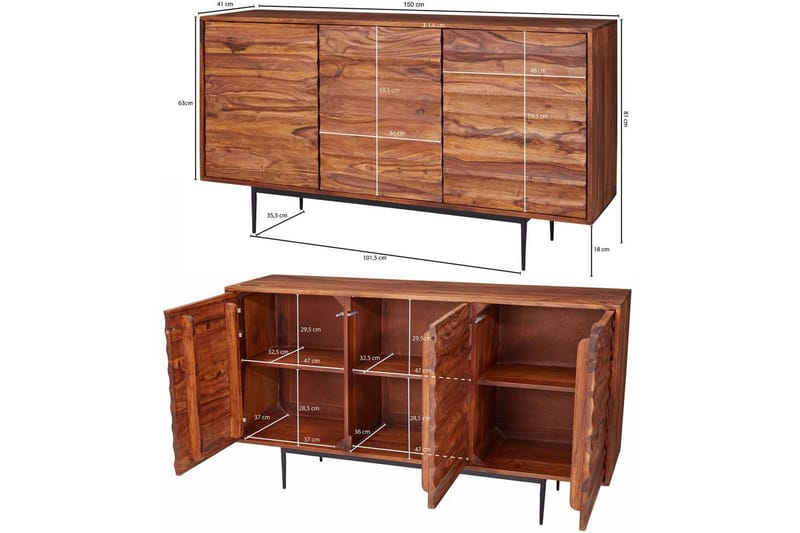 Konsollbord Wohnling Brun, Svart - Oppbevaring - Oppbevaringsmøbler - Sideboard & skjenk