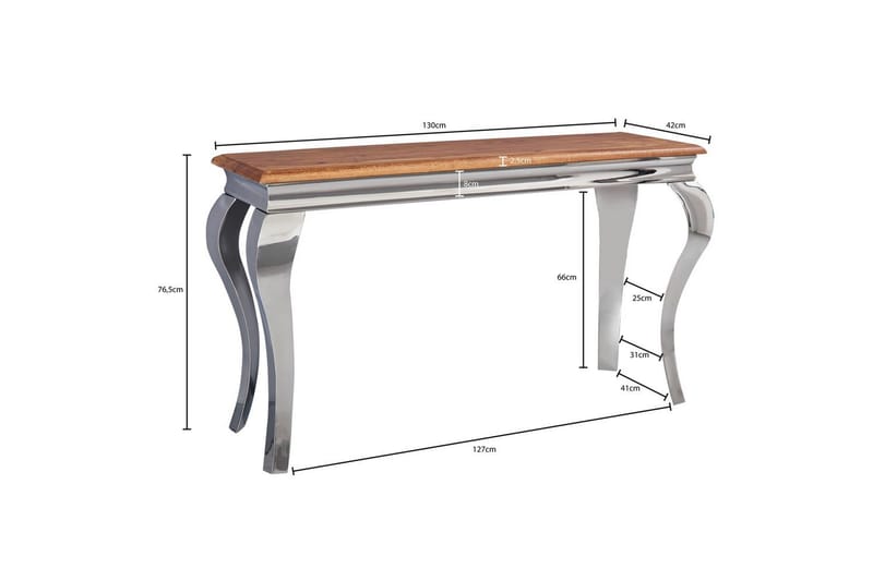 Konsollbord Wohnling Heltre 130 cm Krom metallben Landlig stil - Møbler - Bord - Avlastningsbord & sidobord - Konsollbord & gangbord