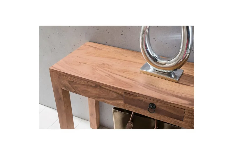 Konsollbord Wohnling massivt tre, 1 skuff, landlig stil Akasie - Akasie - Møbler - Bord - Avlastningsbord & sidobord - Konsollbord & gangbord