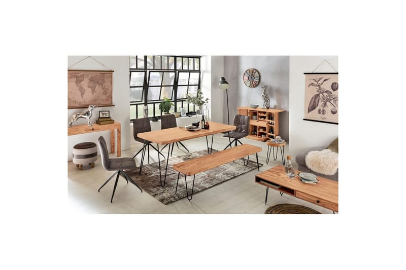 Konsollbord Wohnling massivt tre, 1 skuff, landlig stil Akasie - Akasie - Møbler - Bord - Avlastningsbord & sidobord - Konsollbord & gangbord