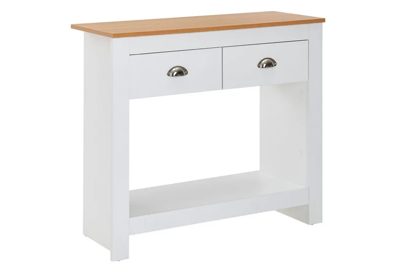 Konsollbord Wohnling Massivt tre eik tofarget 85 cm 2 skuffer moderne husstil