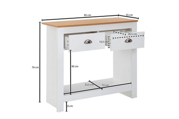 Konsollbord Wohnling Massivt tre eik tofarget 85 cm 2 skuffer moderne husstil - Møbler - Bord - Avlastningsbord & sidobord - Konsollbord & gangbord