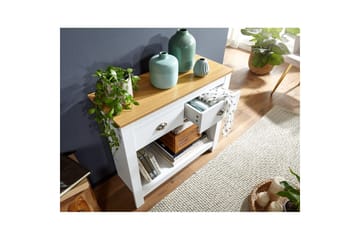 Konsollbord Wohnling Massivt tre eik tofarget 85 cm 2 skuffer moderne husstil - Møbler - Bord - Avlastningsbord & sidobord - Konsollbord & gangbord