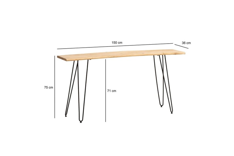 Konsollbord Wohnling Massivt treverk hårnålben tre kant 150 cm - Møbler - Bord - Avlastningsbord & sidobord - Konsollbord & gangbord