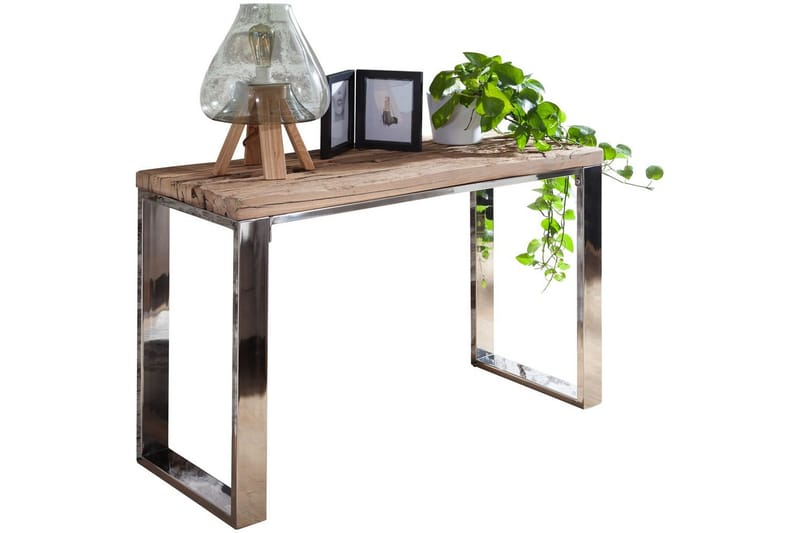 Konsollbord Wohnling Massivt treverk rustikk 120 cm krom metallben landlig stil - Møbler - Bord - Avlastningsbord & sidobord - Konsollbord & gangbord