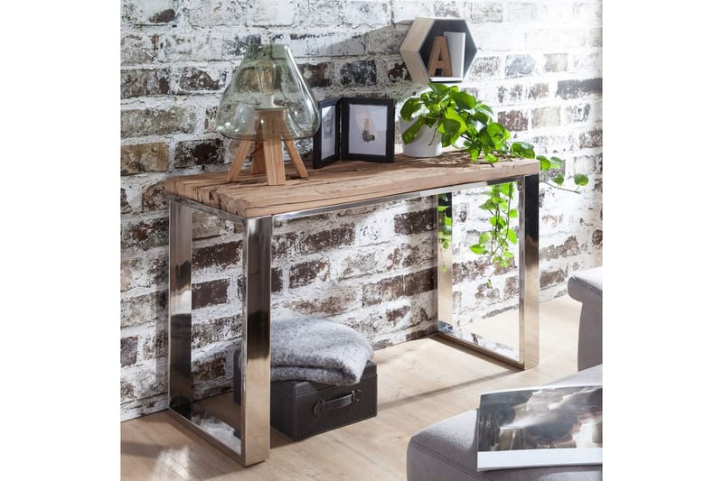 Konsollbord Wohnling Massivt treverk rustikk 120 cm krom metallben landlig stil - Møbler - Bord - Avlastningsbord & sidobord - Konsollbord & gangbord
