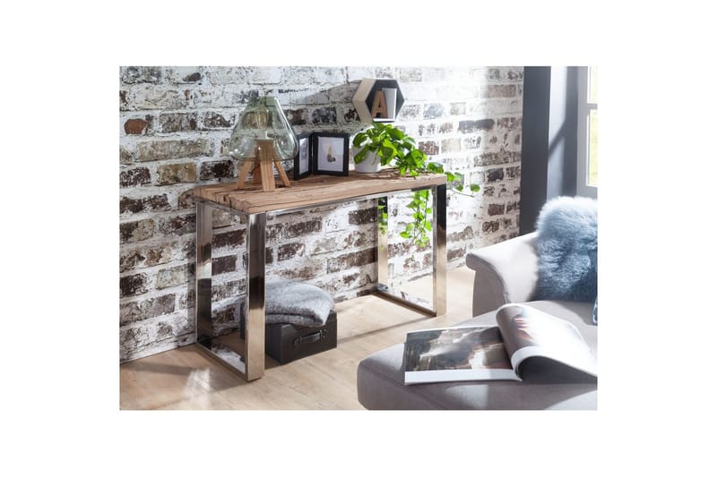 Konsollbord Wohnling Massivt treverk rustikk 120 cm krom metallben landlig stil - Møbler - Bord - Avlastningsbord & sidobord - Konsollbord & gangbord