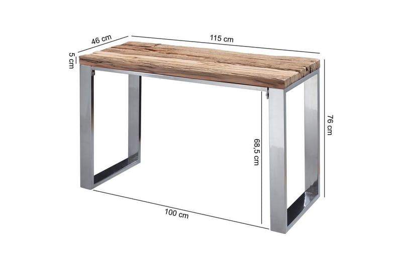 Konsollbord Wohnling Massivt treverk rustikk 120 cm krom metallben landlig stil - Møbler - Bord - Avlastningsbord & sidobord - Konsollbord & gangbord