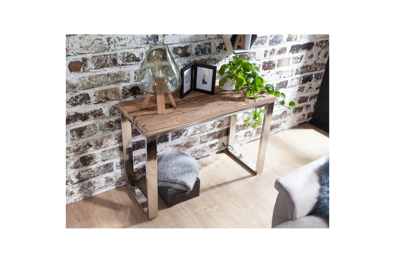 Konsollbord Wohnling Massivt treverk rustikk 120 cm krom metallben landlig stil - Møbler - Bord - Avlastningsbord & sidobord - Konsollbord & gangbord