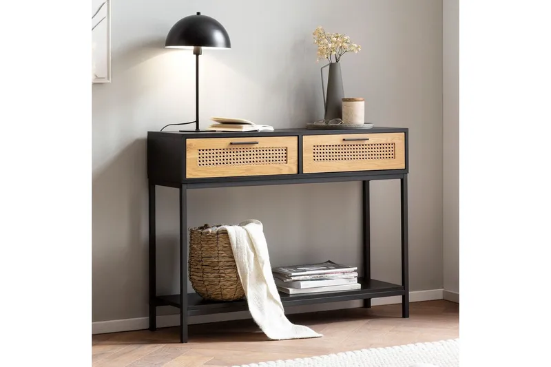 Konsollbord Wohnling Solid tre 100 cm 2 skuffer industriell stil Wienerflett - Møbler - Bord - Avlastningsbord & sidobord - Konsollbord & gangbord