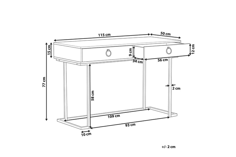 Konsollbord/Skrivebord Hvit/guld WESTPORT - Hvit - Konsollbord & gangbord - Avlastningsbord & sidobord - Entreoppbevaring