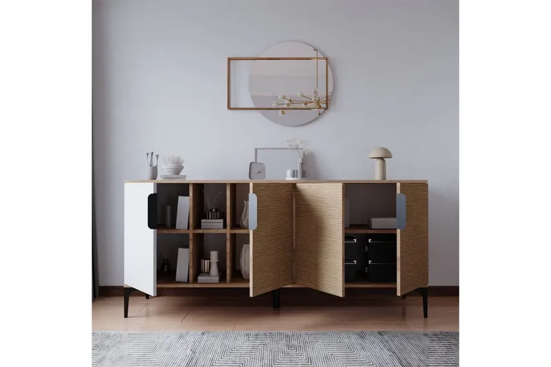 Kunar Konsollbord 180 cm - Hvit/Natur - Møbler - Bord - Avlastningsbord & sidobord - Konsollbord & gangbord