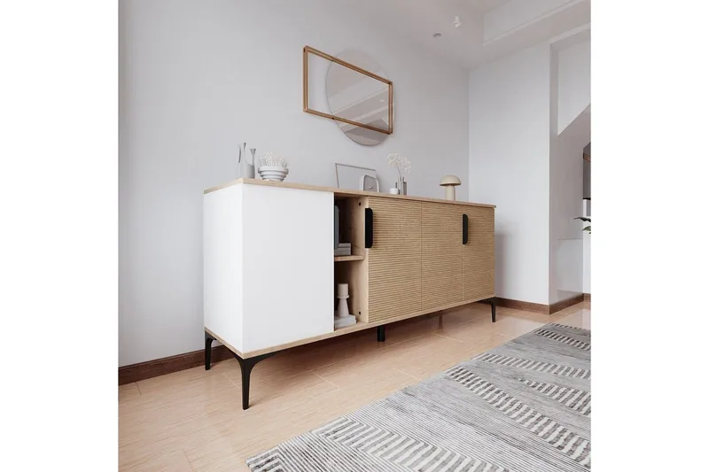 Kunar Konsollbord 180 cm - Hvit/Natur - Møbler - Bord - Avlastningsbord & sidobord - Konsollbord & gangbord