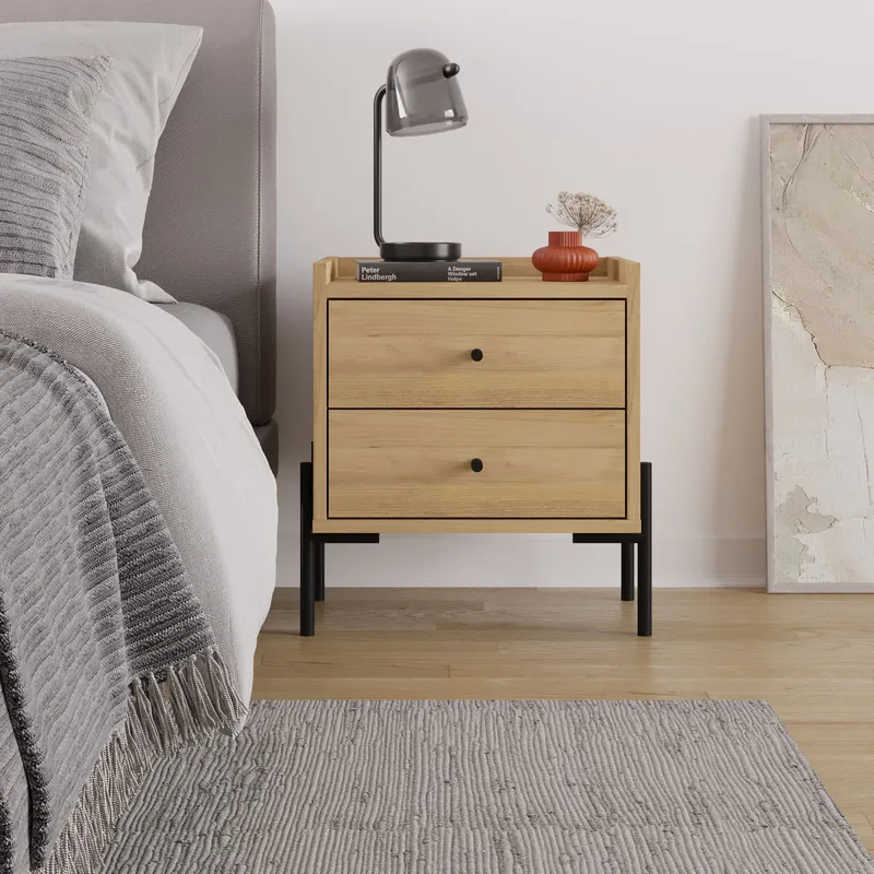 Kunimitsu Nattbord 45 cm - Sapphire Oak - Møbler - Bord - Avlastningsbord & sidobord - Sengebord & nattbord