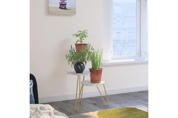 AtHena Sidebord 55 cm Marmorlook/Hvit/Messing - Novogratz - Møbler - Bord - Avlastningsbord & sidobord - Lampebord & sidebord