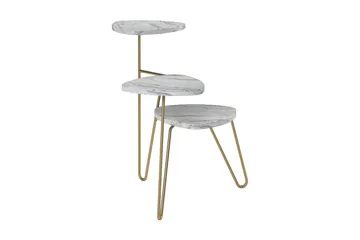 AtHena Sidebord 55 cm Marmorlook/Hvit/Messing - Novogratz - Møbler - Bord - Avlastningsbord & sidobord - Lampebord & sidebord