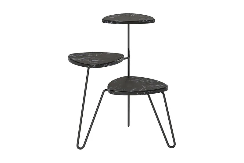 AtHena Sidebord 55 cm Marmorlook/Svart - Novogratz - Møbler - Bord - Avlastningsbord & sidobord - Lampebord & sidebord