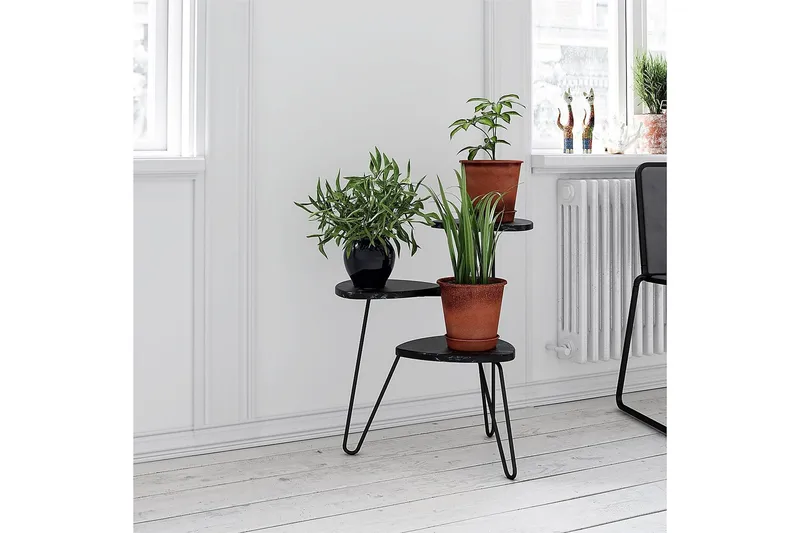 AtHena Sidebord 55 cm Marmorlook/Svart - Novogratz - Møbler - Bord - Avlastningsbord & sidobord - Lampebord & sidebord