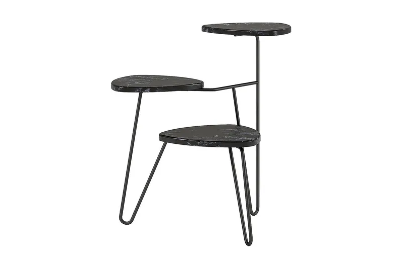 AtHena Sidebord 55 cm Marmorlook/Svart - Novogratz - Møbler - Bord - Avlastningsbord & sidobord - Lampebord & sidebord