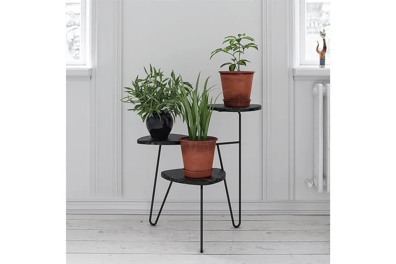 AtHena Sidebord 55 cm Marmorlook/Svart - Novogratz - Møbler - Bord - Avlastningsbord & sidobord - Lampebord & sidebord