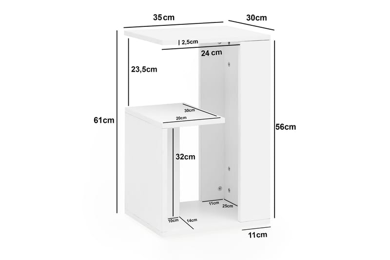 Avlastningsbord Brittnea 35 cm - Hvit - Lampebord & sidebord - Brettbord og småbord