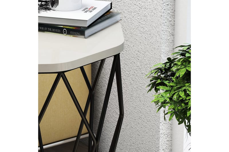 Bojana Sidebord Rundt 46 cm - Beige/Svart - Møbler - Bord - Avlastningsbord & sidobord - Lampebord & sidebord