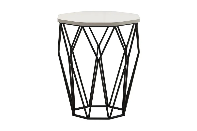 Bojana Sidebord Rundt 46 cm - Beige/Svart - Møbler - Bord - Avlastningsbord & sidobord - Lampebord & sidebord
