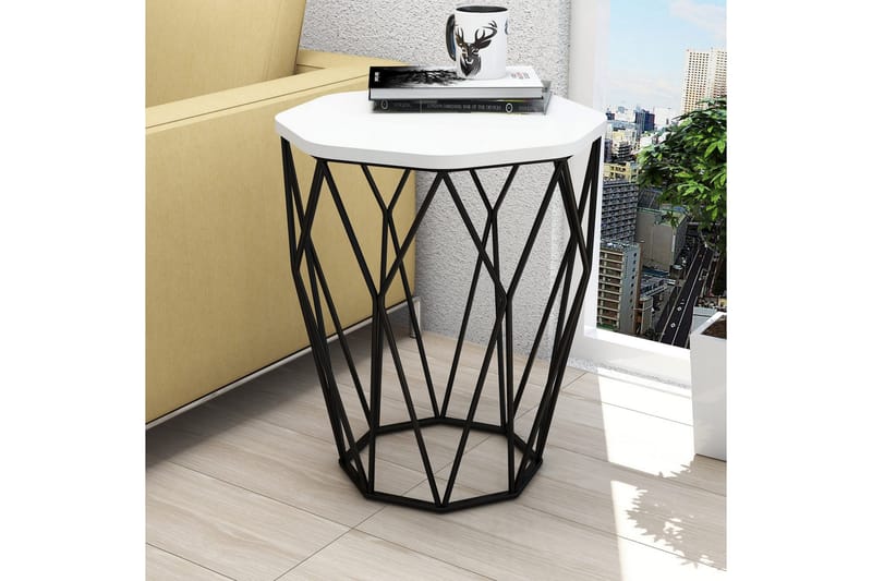 Bojana Sidebord Rundt 46 cm - Hvit/Svart - Møbler - Bord - Avlastningsbord & sidobord - Lampebord & sidebord