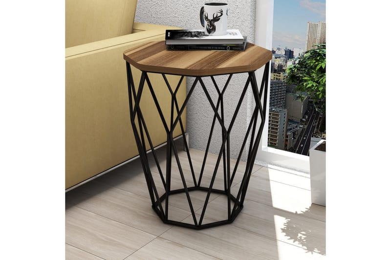 Bojana Sidebord Rundt 46 cm - Mørkebrun/Svart - Møbler - Bord - Avlastningsbord & sidobord - Lampebord & sidebord