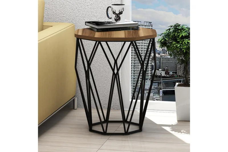 Bojana Sidebord Rundt 46 cm - Mørkebrun/Svart - Møbler - Bord - Avlastningsbord & sidobord - Lampebord & sidebord