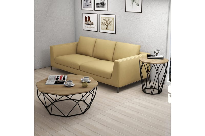 Bojana Sidebord Rundt 46 cm - Natur/Svart - Møbler - Bord - Avlastningsbord & sidobord - Lampebord & sidebord