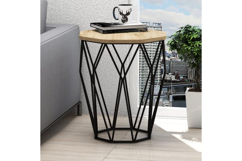 Bojana Sidebord Rundt 46 cm - Natur/Svart - Møbler - Bord - Avlastningsbord & sidobord - Lampebord & sidebord