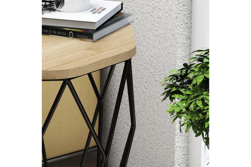 Bojana Sidebord Rundt 46 cm - Natur/Svart - Møbler - Bord - Avlastningsbord & sidobord - Lampebord & sidebord