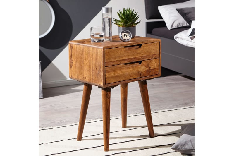 Eshott Nattbord 47 cm med Oppbevaring og Skuffer i Tre - Brun - Møbler - Bord - Avlastningsbord & sidobord - Sengebord & nattbord