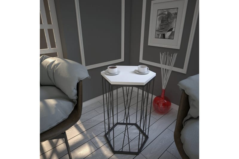 Falan Sidebord 40 cm Heksagon - Hvit/Svart - Møbler - Bord - Avlastningsbord & sidobord - Lampebord & sidebord