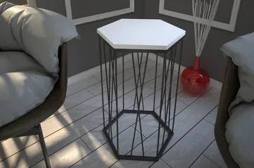 Falan Sidebord 40 cm Heksagon - Hvit/Svart - Møbler - Bord - Avlastningsbord & sidobord - Lampebord & sidebord