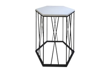 Falan Sidebord 40 cm Heksagon - Hvit/Svart - Møbler - Bord - Avlastningsbord & sidobord - Lampebord & sidebord