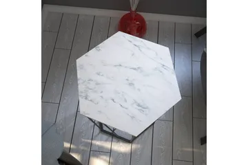 Falan Sidebord 40 cm Heksagon Marmormønster - Hvit/Svart - Møbler - Bord - Avlastningsbord & sidobord - Lampebord & sidebord