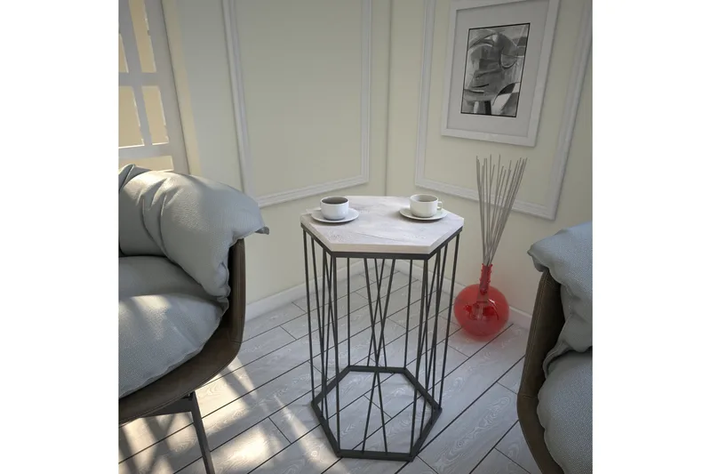 Falan Sidebord 40 cm Sekskant - Hvit/Svart - Møbler - Bord - Avlastningsbord & sidobord - Lampebord & sidebord