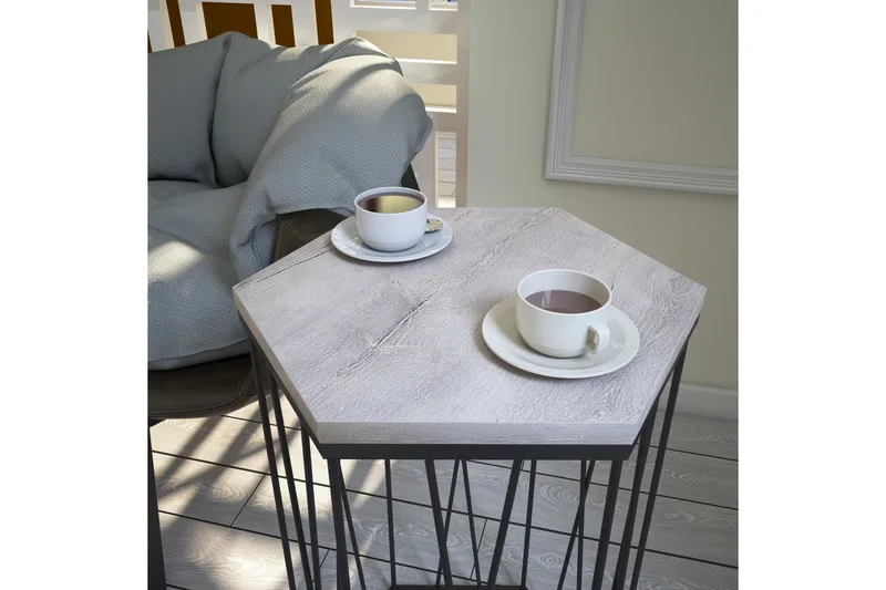 Falan Sidebord 40 cm Sekskant - Hvit/Svart - Møbler - Bord - Avlastningsbord & sidobord - Lampebord & sidebord