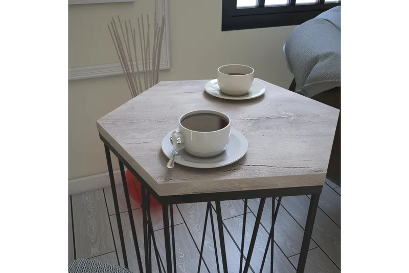 Falan Sidebord 40 cm Sekskant - Hvit/Svart - Møbler - Bord - Avlastningsbord & sidobord - Lampebord & sidebord