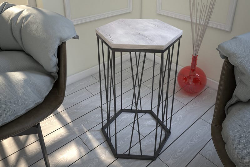 Falan Sidebord 40 cm Sekskant - Hvit/Svart - Møbler - Bord - Avlastningsbord & sidobord - Lampebord & sidebord