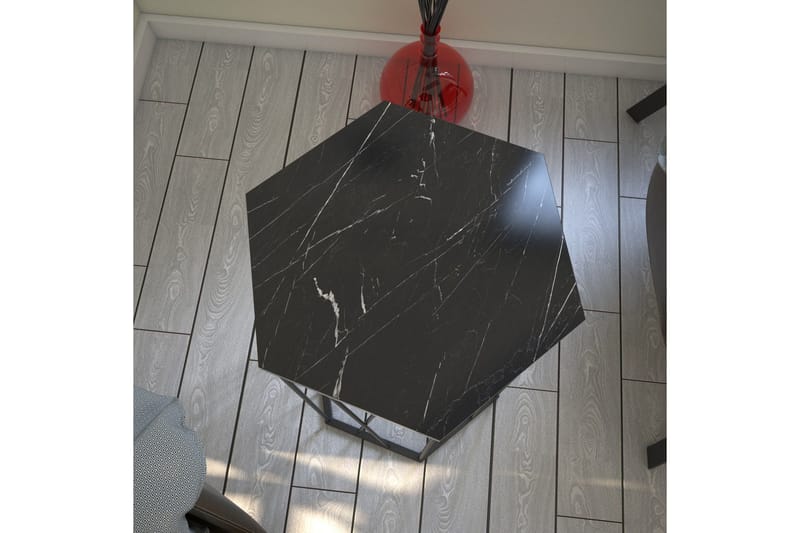 Falan Sidebord 40 cm Sekskant Marmormønster - Svart - Møbler - Bord - Avlastningsbord & sidobord - Lampebord & sidebord