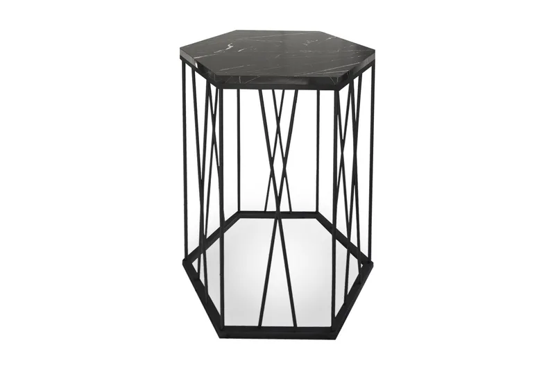 Falan Sidebord 40 cm Sekskant Marmormønster, Svart