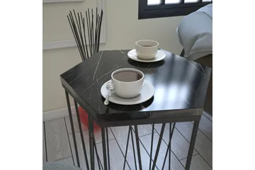 Falan Sidebord 40 cm Sekskant Marmormønster - Svart - Møbler - Bord - Avlastningsbord & sidobord - Lampebord & sidebord