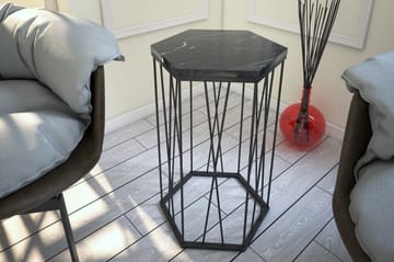 Falan Sidebord 40 cm Sekskant Marmormønster - Svart - Møbler - Bord - Avlastningsbord & sidobord - Lampebord & sidebord