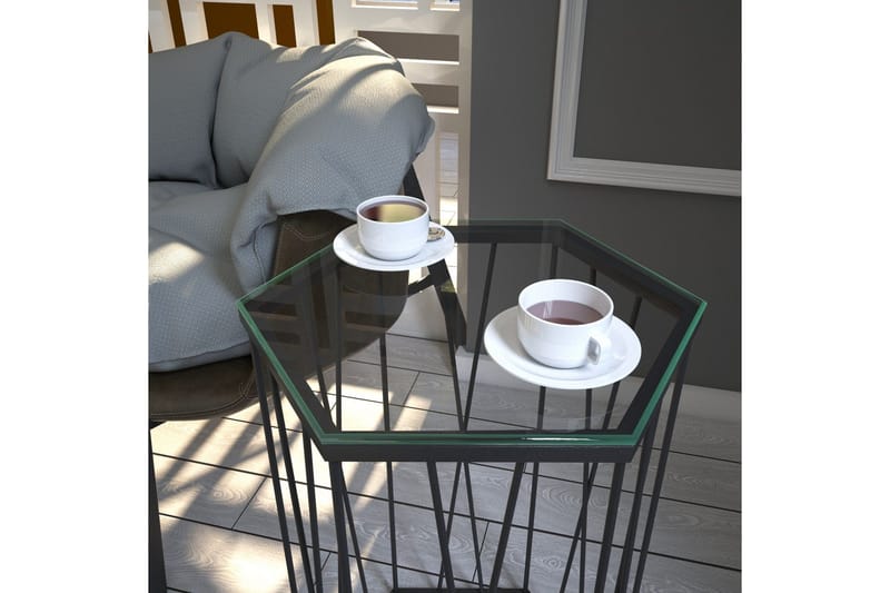 Falan Sidebord 40 cm Sekskant - Svart/Sølv - Møbler - Bord - Avlastningsbord & sidobord - Lampebord & sidebord