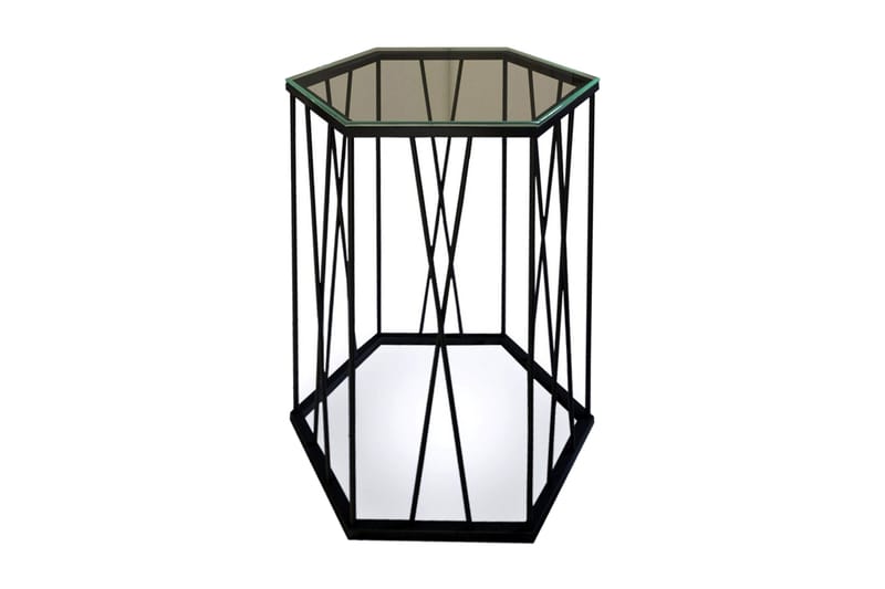 Falan Sidebord 40 cm Sekskant, Svart/Sølv