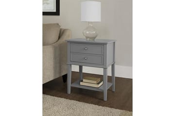 Franklin Sidebord 56 cm 2 Skuffer Grå - Dorel Home - Møbler - Bord - Avlastningsbord & sidobord - Lampebord & sidebord